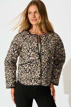 Mallorie Quilted Jacket in Leopard
