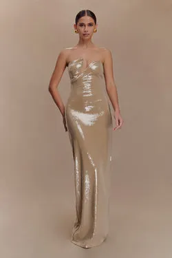 Winston Strapless Sequin Maxi Dress - Taupe