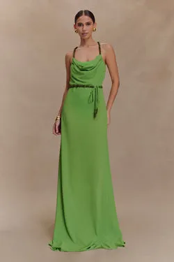 Elaine Chiffon Beaded Maxi Dress - Green