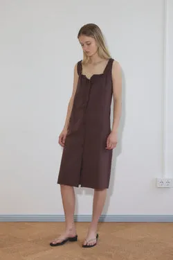 Button Sweep Dress - Umber