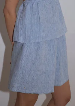 Press Stud Short  - Blue Stripe