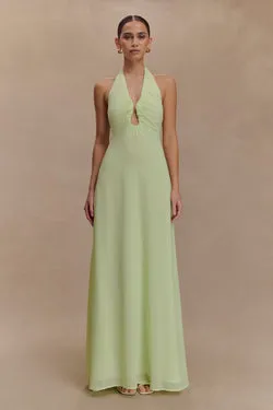 Malakhai Chiffon Halter Maxi Dress - Pastel Green