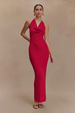 Ayella Cowl Knit Maxi Dress - Raspberry