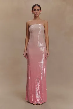 Miranda Strapless Sequin Maxi Dress - Ombre Pink