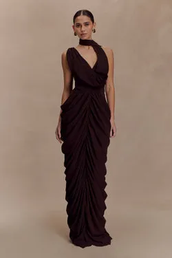 Alex Chiffon Maxi Dress - Cacao Brown