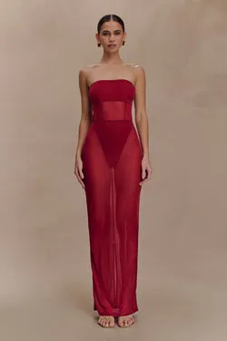 Aoife Mesh Maxi Skirt - Raspberry