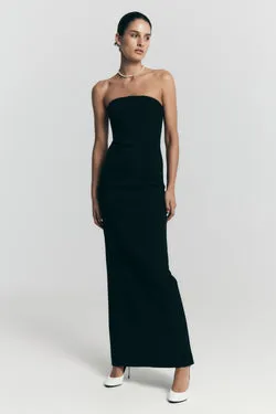 Kalila Strapless Crepe Maxi Dress - Black