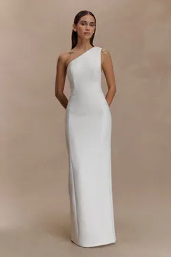 Milena One Shoulder Crepe Maxi Dress - White