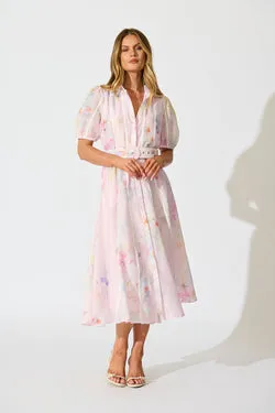 Mimi Maxi Shirt Dress in Light Pink Floral