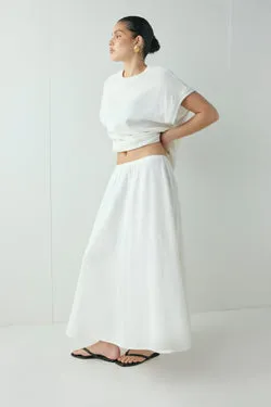 Solara Waffle Midi Skirt White