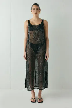 Neve Sequin Midi Dress Black