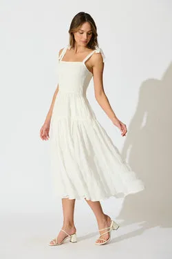 Lila Rea Maxi Sundress in White Swiss Dot