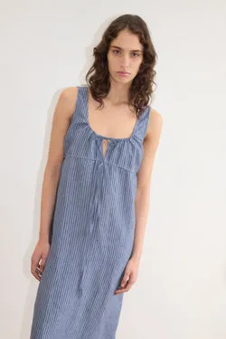 Sleeveless Cord Dress - Azure Stripe