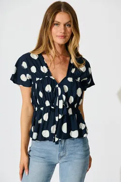 Dotted Rhythm Top in Navy with White Spot
