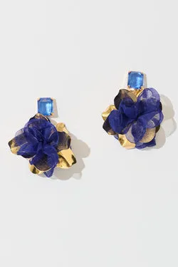 Rowena Drop Earrings in Navy