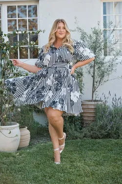 Coastal Charm Shirt Dress in Navy Stripe Floral