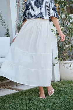 Aina Maxi Skirt in White Cotton