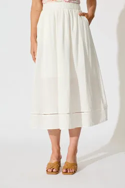 Cylas Midi Skirt in White Linen Blend
