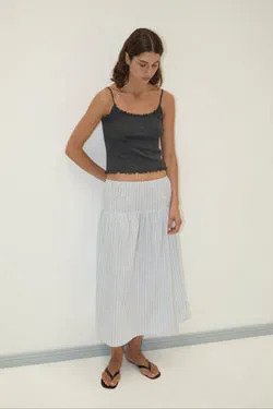 Button Skirt - Mineral Stripe