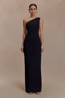 Milena One Shoulder Crepe Maxi Dress - Black