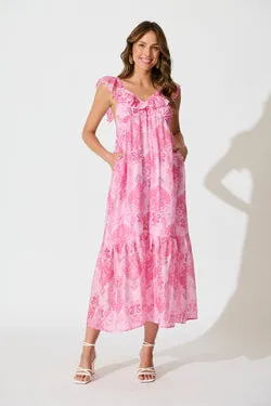Katriel Maxi Dress in Pink Paisley