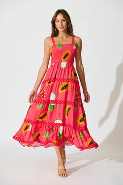 Zimi Maxi Sundress in Red Multi Print
