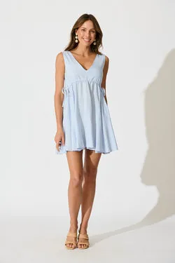 Hadlee Dress in Light Blue Linen Blend