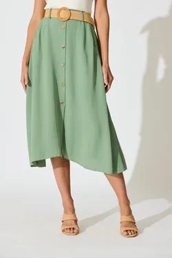 Fawn Maxi Skirt with Belt in Sage