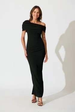 Mazari One Shoulder Maxi Dress in Black
