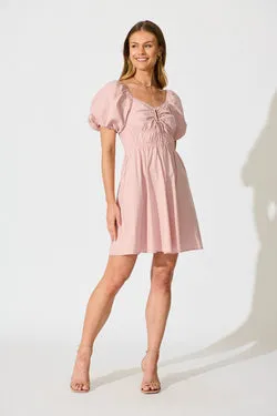 Maye Smock Dress in Dusty Pink Cotton