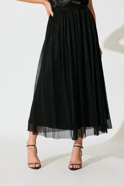 Dip and Dusk Maxi Skirt in Black Lurex Chiffon