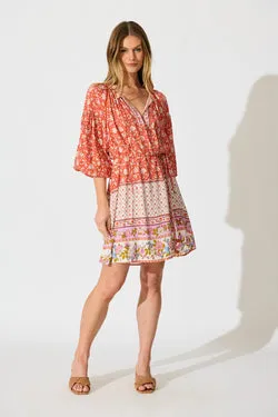 Conni Dress in Orange Boho Floral