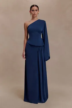 Vivica Slinky Gathered Maxi Skirt - Midnight Navy