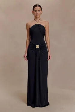 Quincy Halter Maxi Dress With Hardware - Black