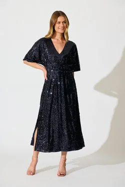 Moonbeam Maxi Dress in Navy Sequin