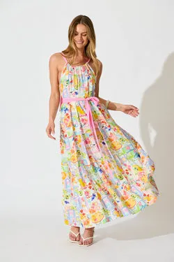Alena Maxi Dress in Bright Multi Print