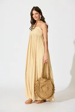 Talowe Maxi Sundress in Beige Linen Blend