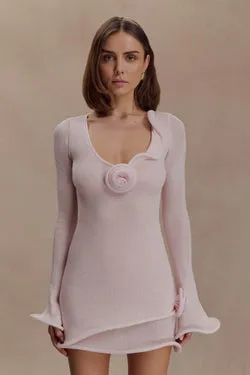 Samira Knit Long Sleeve Mini Dress - Misty Rose