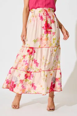 Aino Maxi Skirt in Light Blush Floral