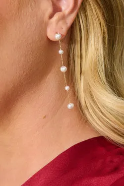 Yvette Drop Earrings in Gold with Pearl
