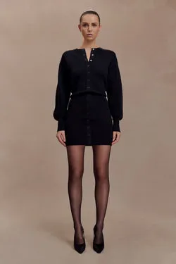 Xaden Wool Mix Knit Mini Dress - Black
