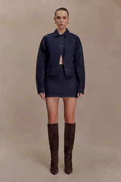 Ellie Denim Mini Skirt - Washed Indigo Blue