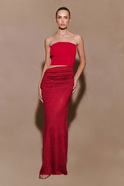Jasiel Strapless Knit Maxi Dress - Red