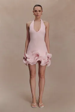Willowmena Halter Neckline Mini Dress With Tubed Hem - Baby Pink
