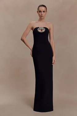 Hilda Embellished Strapless Maxi Dress - Black