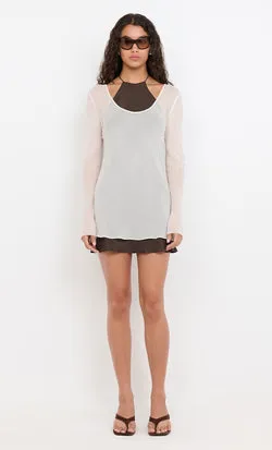 AUGUSTIN LAYERED MINI DRESS - SNOW/DARK CHOC