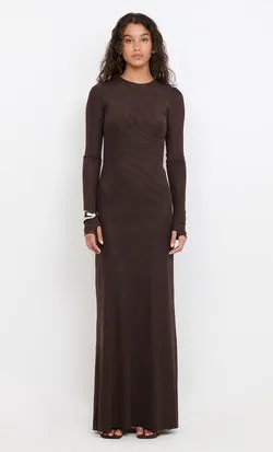 JUNIPER LONG SLEEVE MAXI DRESS - DARK CHOCOLATE