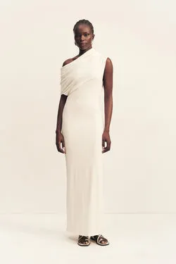 ABY JERSEY DRAPED MAXI DRESS - IVORY