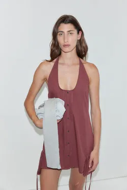 Pocket Halter Dress - Rust Stripe
