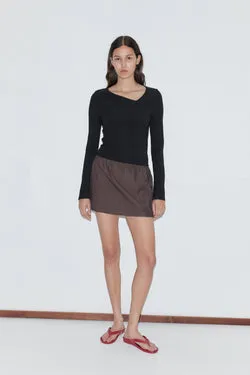Pleat Split Skirt - Toast